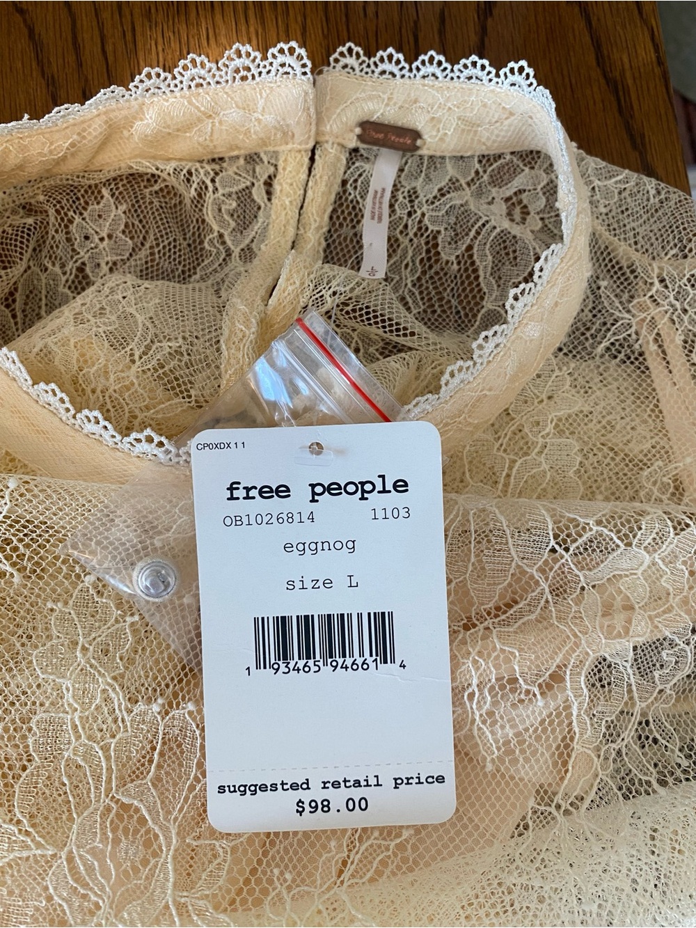 Free People Pale Yellow Lace Puff Sleeve Blouse - Picture 8 of 8